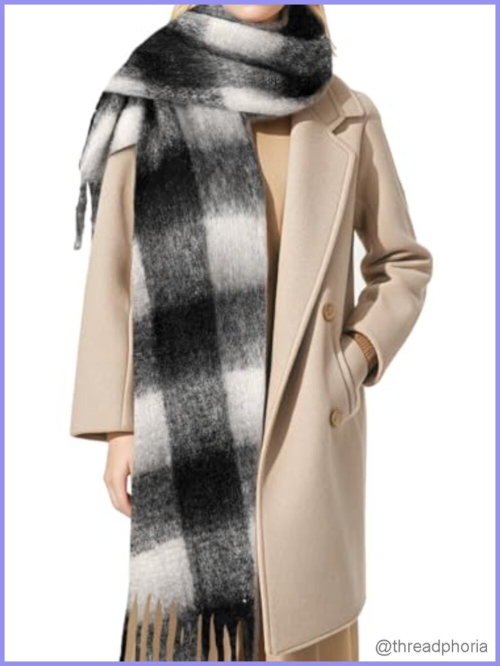 Women's Winter Scarf Mohair Vintage Chunky Cashmere Feel Pashmina Wrap Blanket